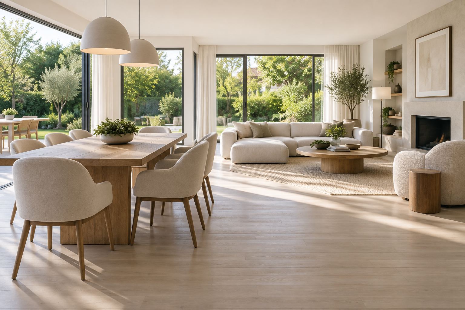A bright Connecticut living room, illustrative